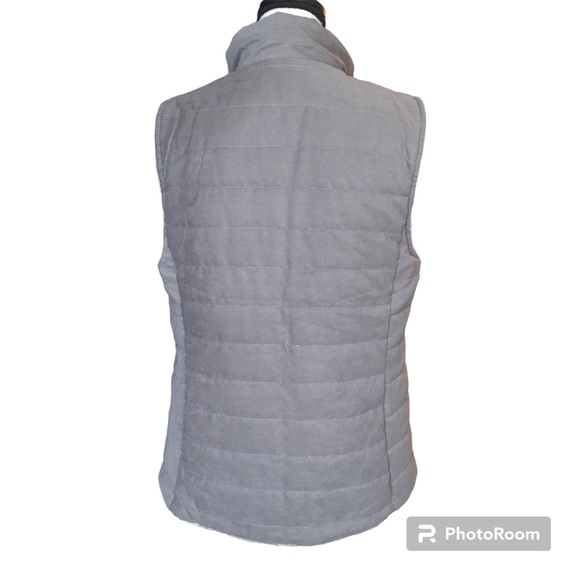 Entro Reversible Shearling Puffer Vest Mocha Gray Size Large EUC - Picture 6 of 12